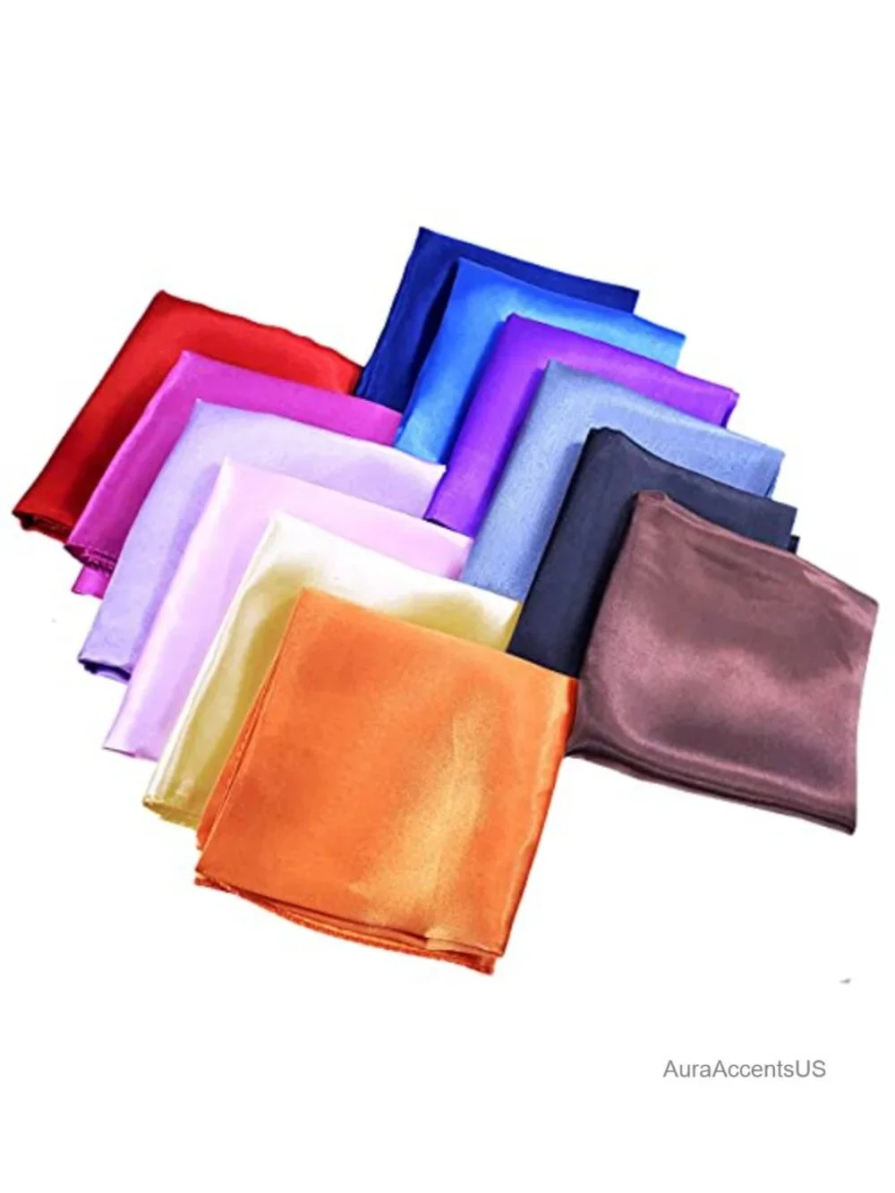 12 Pack Satin Square Scarves Bundle Multicolor Head Neck Wraps